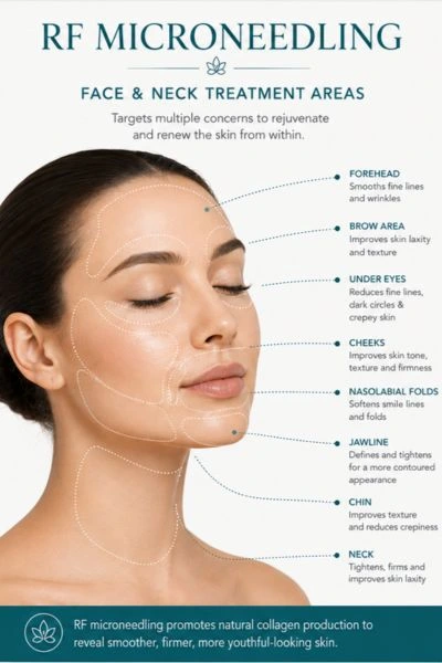 Image of where you can have RF Micorneedling Skin tightening Busby on the face